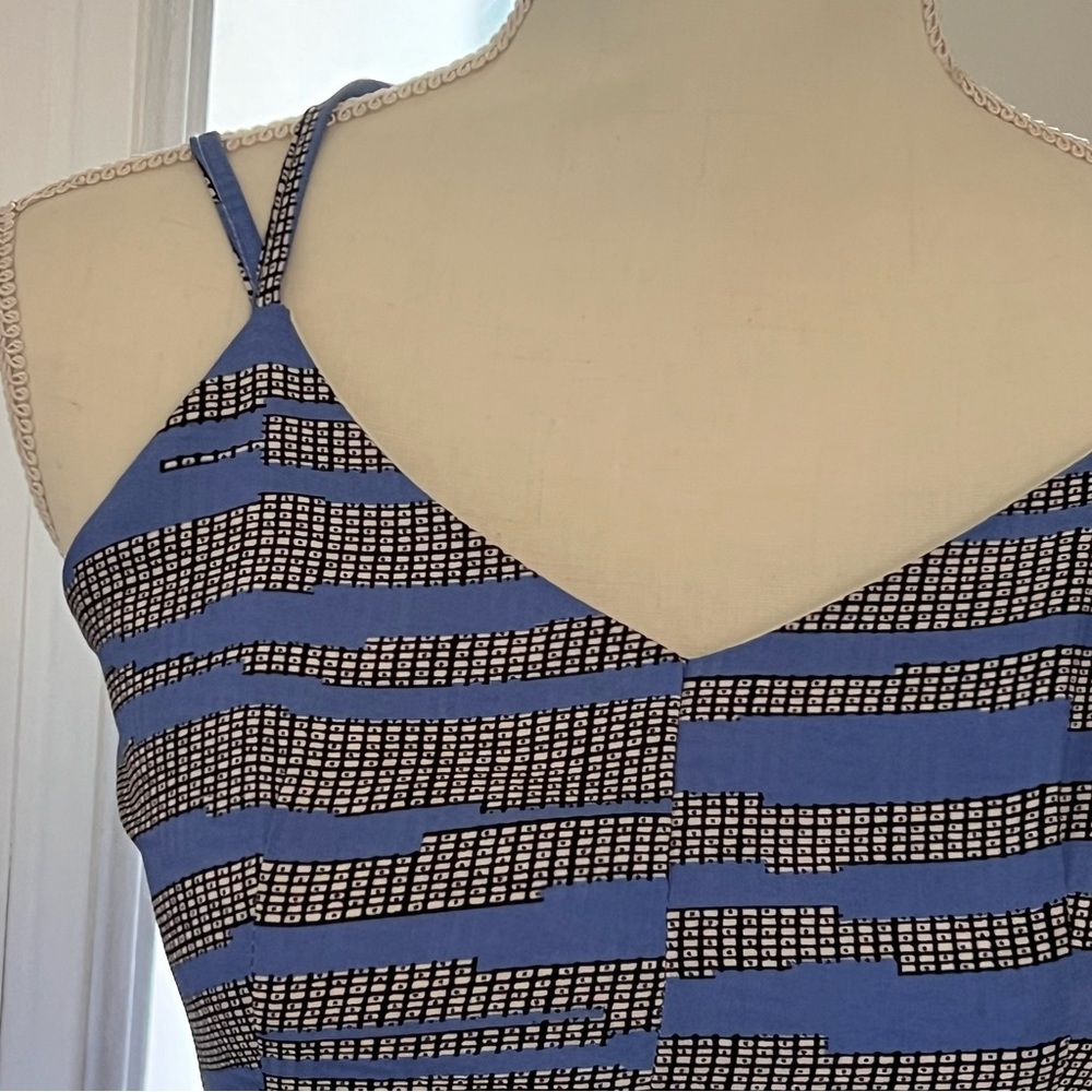 Love riche halter mini dress blue and black retro v-neck racerback - Picture 4 of 8